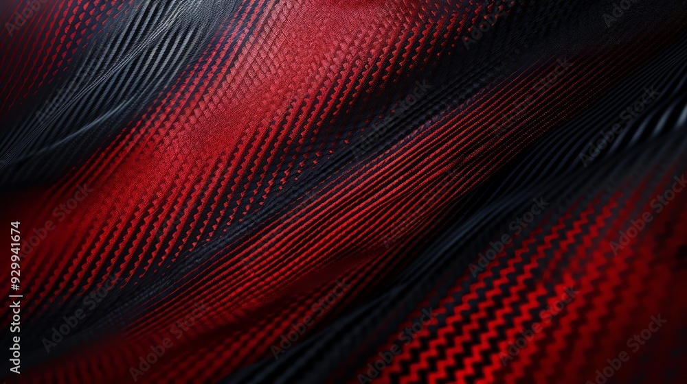 Fototapeta premium Red carbon fiber with black gradient color, background and texture.