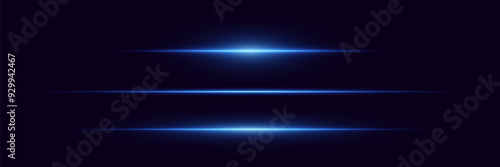 
Pack of blue horizontal highlights. Laser beams of light, neon line.