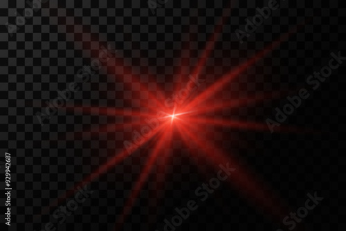 
Flash of a bright star. Light rays of light. On a transparent background.