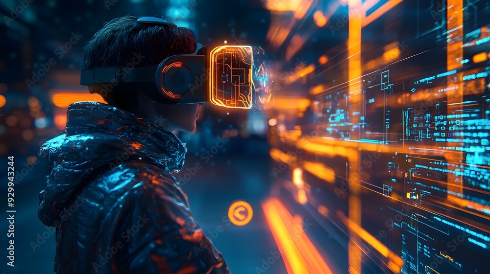 Futuristic VR Experience with Glowing Interfaces Futuristic VR Experience with Glowing Interfaces