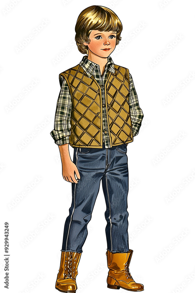 Fototapeta premium 80s Retro fashion drawing sketch on transparent png background isolated.Perfect for decorating your project.