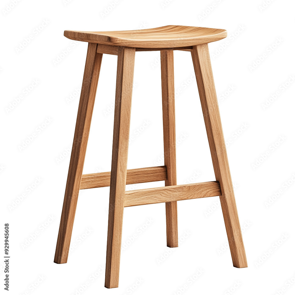 Minimalist wooden bar stool with clean lines, perspective view, isolated on transparent background. Furniture png for interior design. Minimalist wooden bar stool with clean lines, perspective view, isolated on transparent background. Furniture png for interior design.