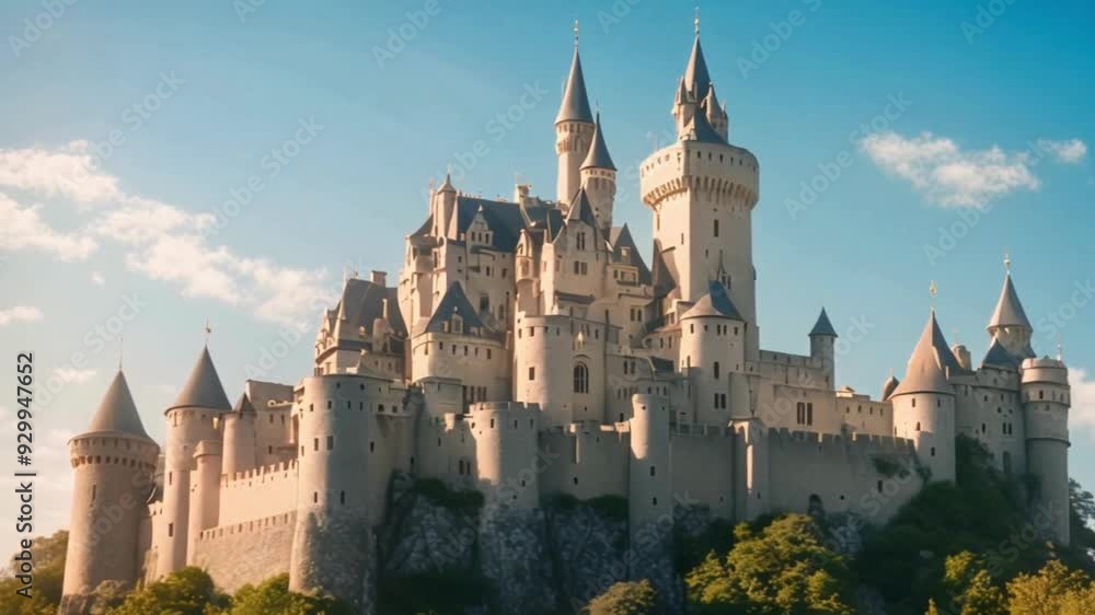 Majestic Medieval Castle with Towering Spires Majestic Medieval Castle with Towering Spires