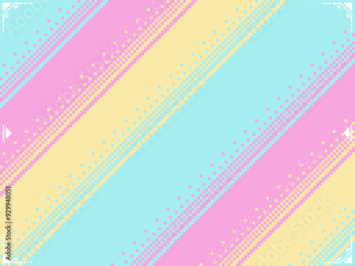 Pixel Art Dithered 3-colored Prism Gradient Background with White Border