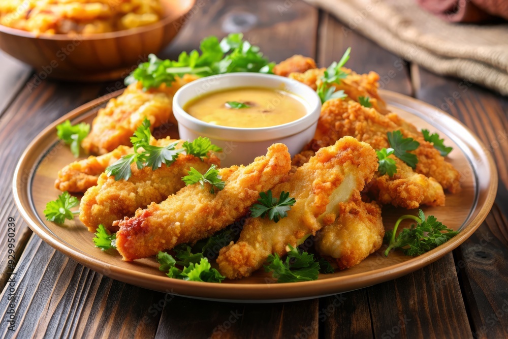 Chicken strips with honey mustard Chicken strips with honey mustard