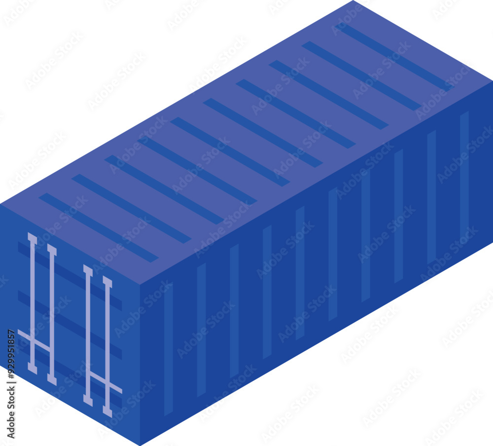 Blue cargo container in isometric view representing international shipping and logistics of goods Blue cargo container in isometric view representing international shipping and logistics of goods
