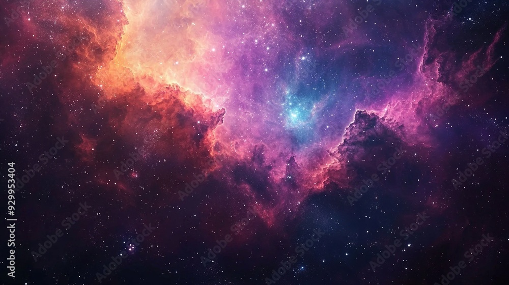 Fototapeta premium Universe with galaxy, stars and nebulas. Supernova background wallpaper design. Ai generative