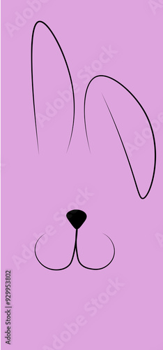 illustration of a bunny face on the violet background for wall of phone, smartwatch