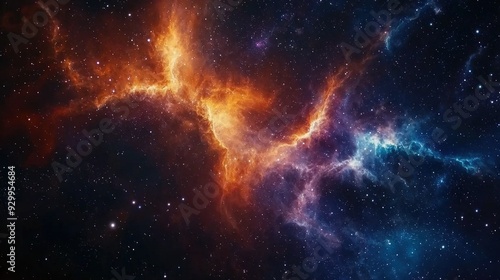 Universe with galaxy, stars and nebulas. Supernova background wallpaper design. Ai generative