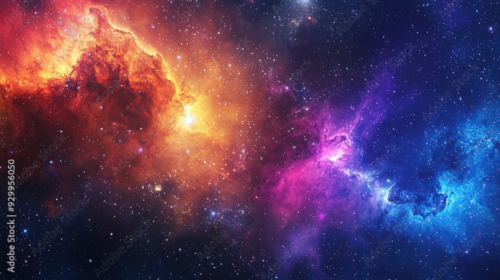 Naklejka premium Universe with galaxy, stars and nebulas. Supernova background wallpaper design. Ai generative