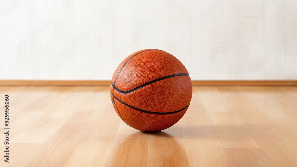 A vibrant orange basketball resting on a polished wooden floor, perfect for sports-related themes and athletic activities. A vibrant orange basketball resting on a polished wooden floor, perfect for sports-related themes and athletic activities.