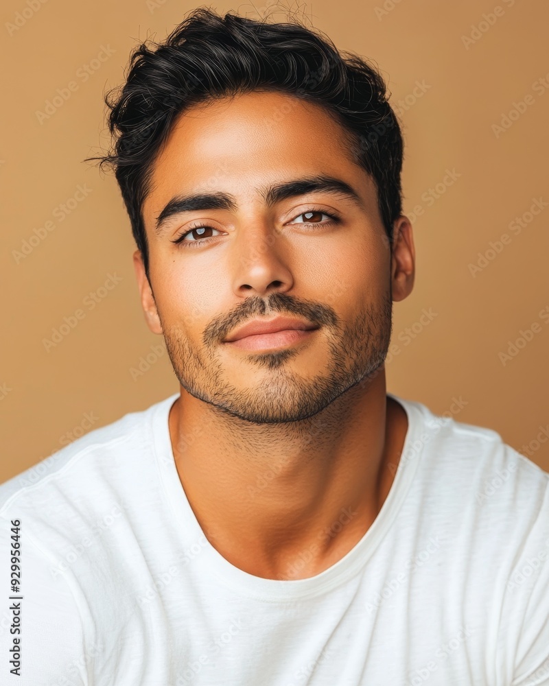 Handsome Hispanic man with radiant skin in portrait shot Handsome Hispanic man with radiant skin in portrait shot