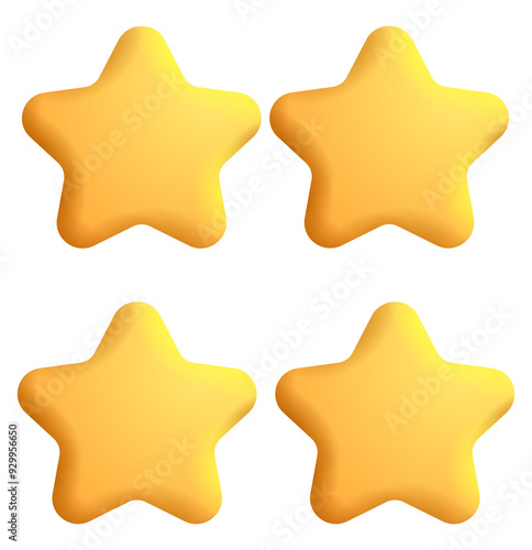 set of golden star icons isolated on white background