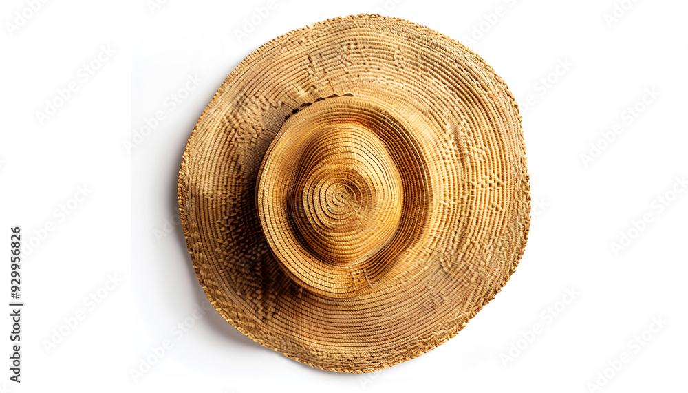 Stylish straw hat isolated on white, top view Stylish straw hat isolated on white, top view