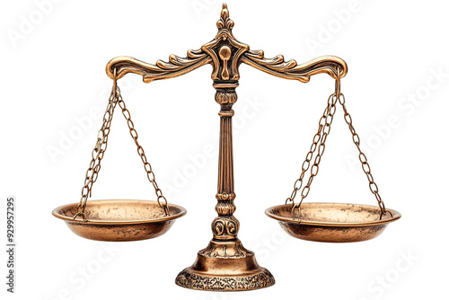 Vintage brass balance scale isolated on black, symbolizing justice, measurement, and antique decor. Perfect for legal, historical, and educational content, emphasizing themes of fairness and historica