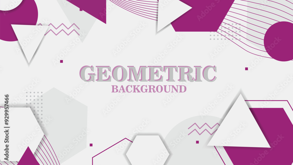 Fototapeta premium Vector purple Geometric Background with line and shape (round circle, triangle, hexagon)