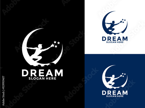Dream Vector Logo, Reaching Dream Logo Icon Vector, Kids Dream Logo Template