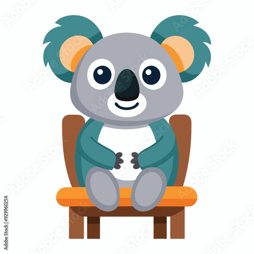 Cute Koala Sitting on Chair Cartoon Vector Icon Illustration 