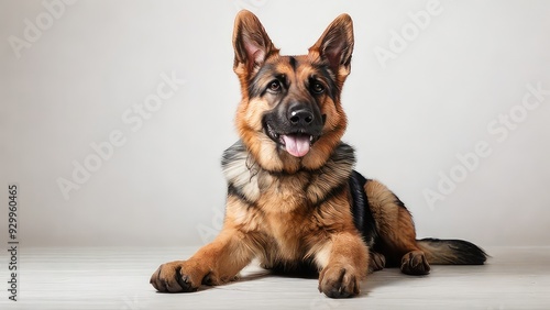 Happy German shepherd portrait, sitting,standing isolated on a white background