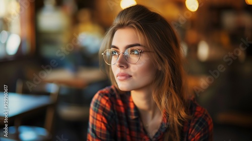 Thoughtful Woman in Cafe