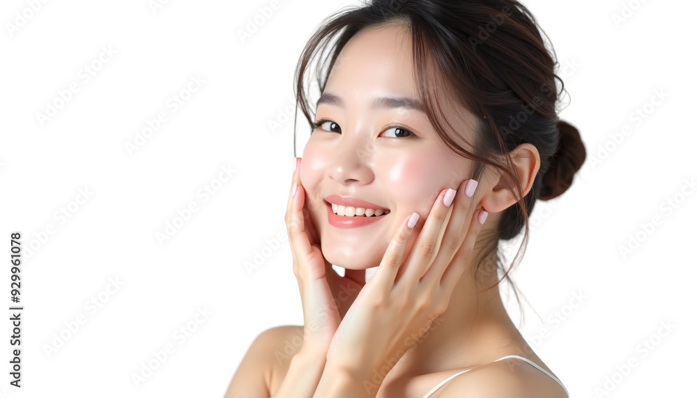 Portrait of a Korean Woman Isolated on Transparent or White Background for Beauty Product Promotion Closeup Shot in Pose Portrait of a Korean Woman Isolated on Transparent or White Background for Beauty Product Promotion Closeup Shot in Pose