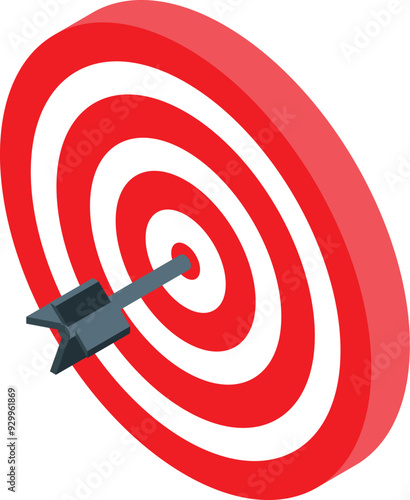 Arrow hitting the center of a target, achieving a goal, succeeding in business