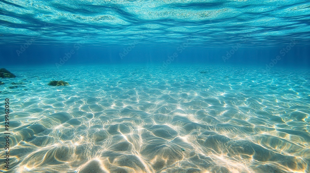 Fototapeta premium crystal-clear ocean water with beautiful sand visible on the bottom
