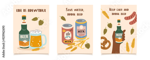 Set of beer festival posters. Oktoberfest concept. Oktoberfest background. Beer concept.	
