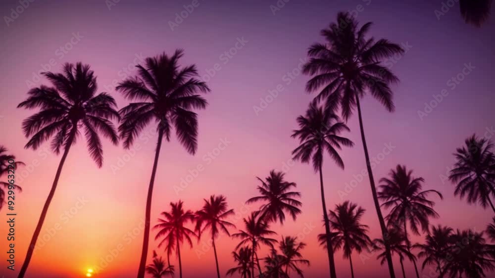 The outline of palm trees against a stunning sunset The outline of palm trees against a stunning sunset