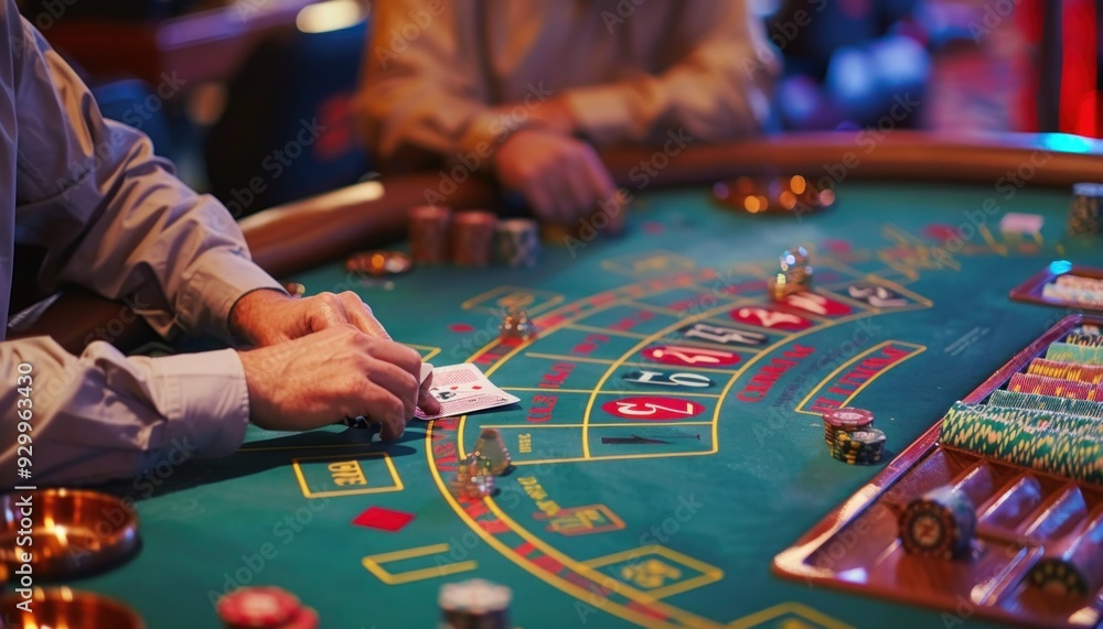 A man is strategically playing roulette at a lively casino table, enjoying the atmosphere A man is strategically playing roulette at a lively casino table, enjoying the atmosphere