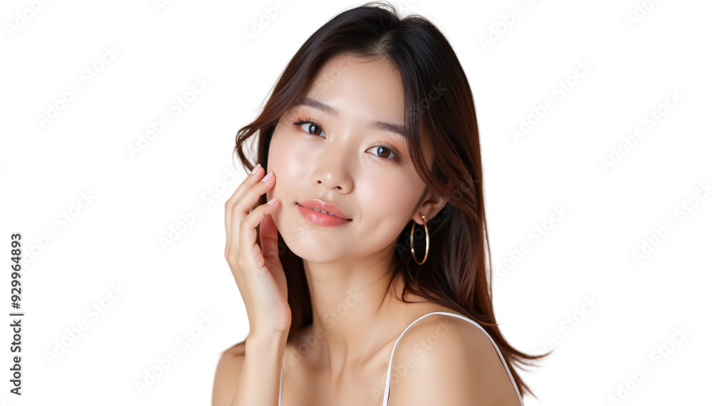 Portrait of a Singaporean Woman Isolated on Transparent or White Background for Beauty Product Promotion Closeup Shot in Pose Portrait of a Singaporean Woman Isolated on Transparent or White Background for Beauty Product Promotion Closeup Shot in Pose