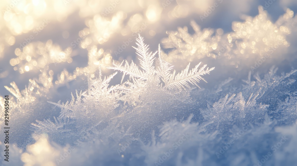 A close-up of frost crystals forming delicate lace-like patterns on a frozen surface, illuminated by the soft winter sun. A close-up of frost crystals forming delicate lace-like patterns on a frozen surface, illuminated by the soft winter sun.