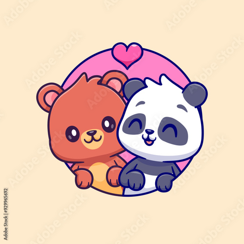 Cute Couple Bear And Cute Panda With Love Cartoon Vector
Icon Illustration. Animal Nature Icon Concept Isolated
Premium Vector. Flat Cartoon Style
