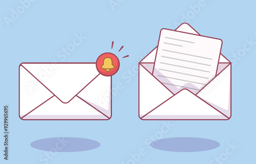 Cartoon letter envelope with message notification