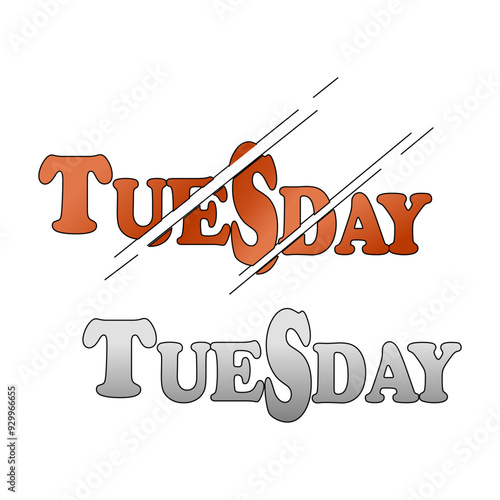 text sliced effect, tuesday text effect