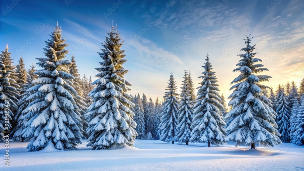 Snow-covered pine trees in a serene winter forest setting, snow, forest, winter, trees, cold, white, nature, peaceful Snow-covered pine trees in a serene winter forest setting, snow, forest, winter, trees, cold, white, nature, peaceful