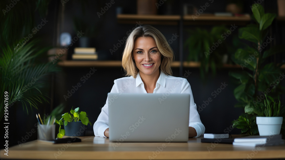 Business woman CEO using laptop Business woman CEO using laptop