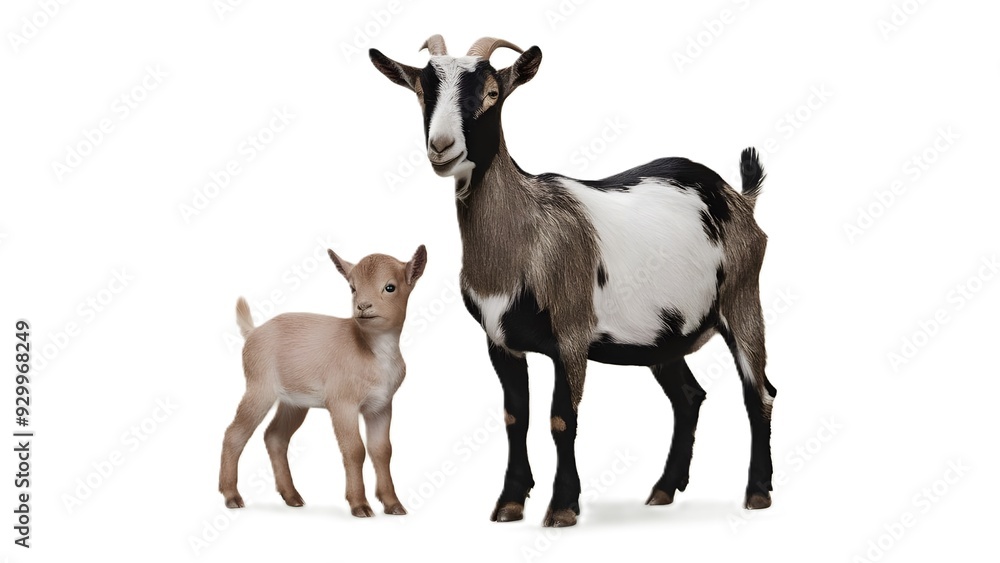 Goats and kid goats isolated on background Goats and kid goats isolated on background