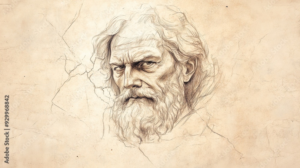 Biblical Illustration of Job Continuing - Job with a Determined Expression, Declaring His Unwavering Faith in God Despite Suffering, Beige Background Biblical Illustration of Job Continuing - Job with a Determined Expression, Declaring His Unwavering Faith in God Despite Suffering, Beige Background