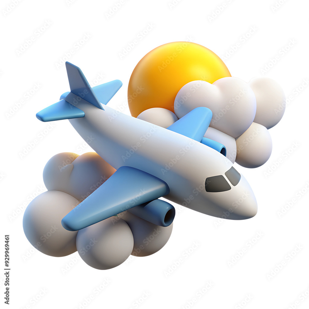 Naklejka premium Flying airplane 3D object.
