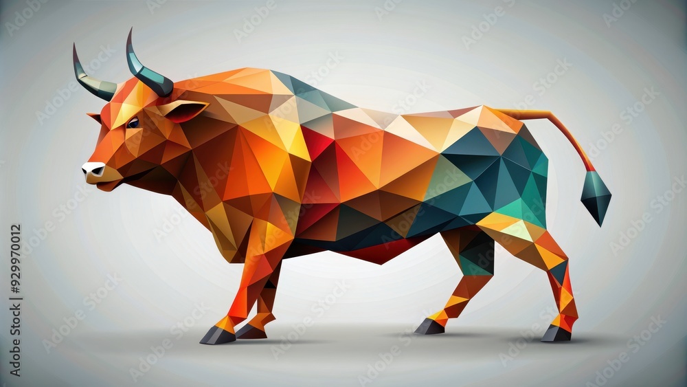 Abstract cubist interpretation of a bull, cubism, geometric shapes, modern art, abstract, animal, horned Abstract cubist interpretation of a bull, cubism, geometric shapes, modern art, abstract, animal, horned