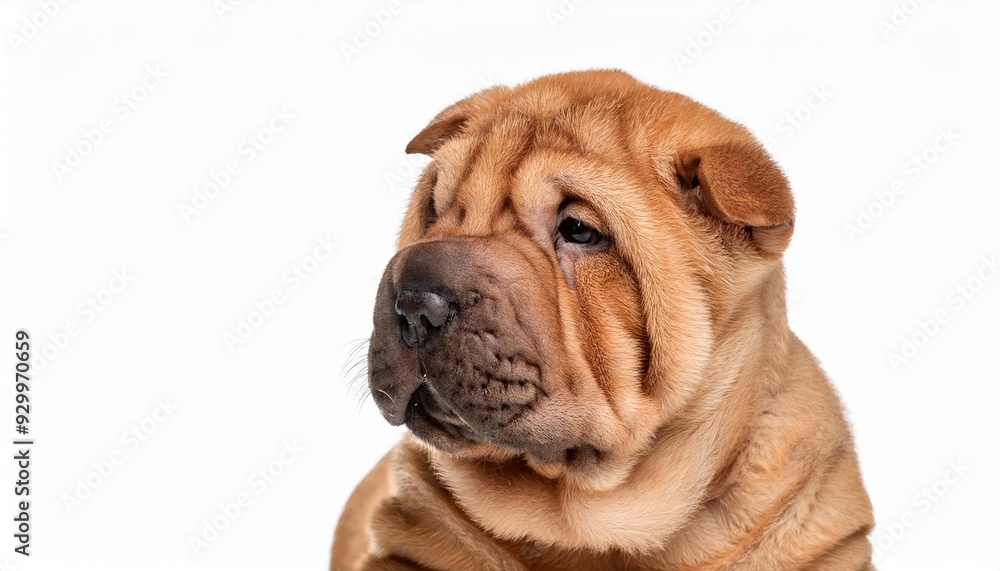 シャー・ペイの子犬のポートレート(Shar-Pei puppy portrait on white background)
シャー・ペイの子犬のポートレート(Shar-Pei puppy portrait on white background)