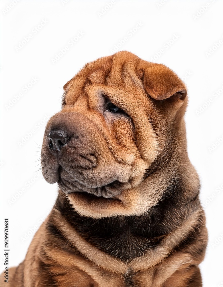Obraz premium シャー・ペイの子犬のポートレート（Shar-Pei puppy portrait on white background） 