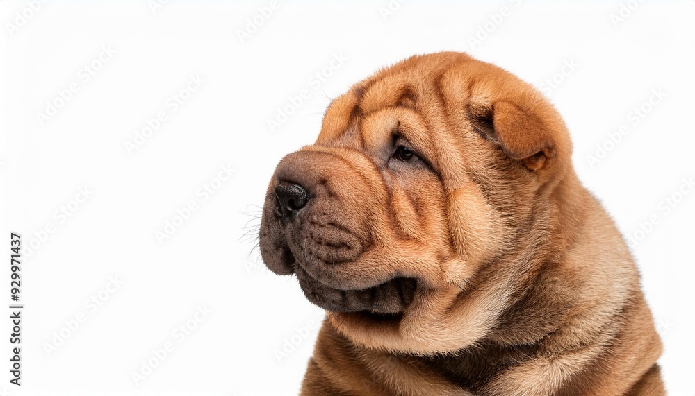 笑顔のシャー・ペイの子犬のポートレート(Portrait of a smiling Shar-Pei puppy on white background)
笑顔のシャー・ペイの子犬のポートレート(Portrait of a smiling Shar-Pei puppy on white background)