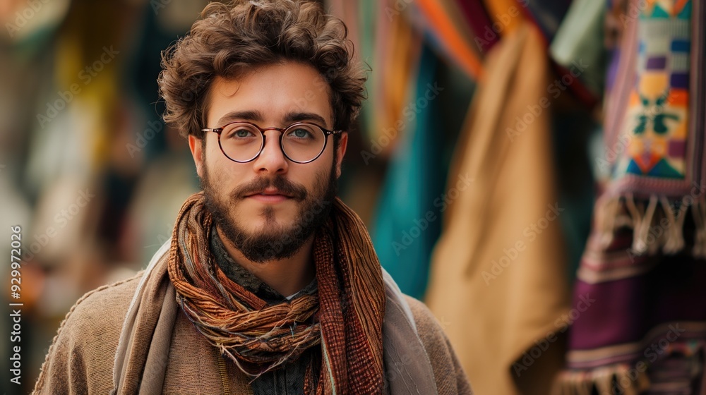 Stylish Man in Vibrant Market Stylish Man in Vibrant Market