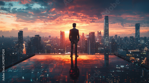 A businessman standing on a...