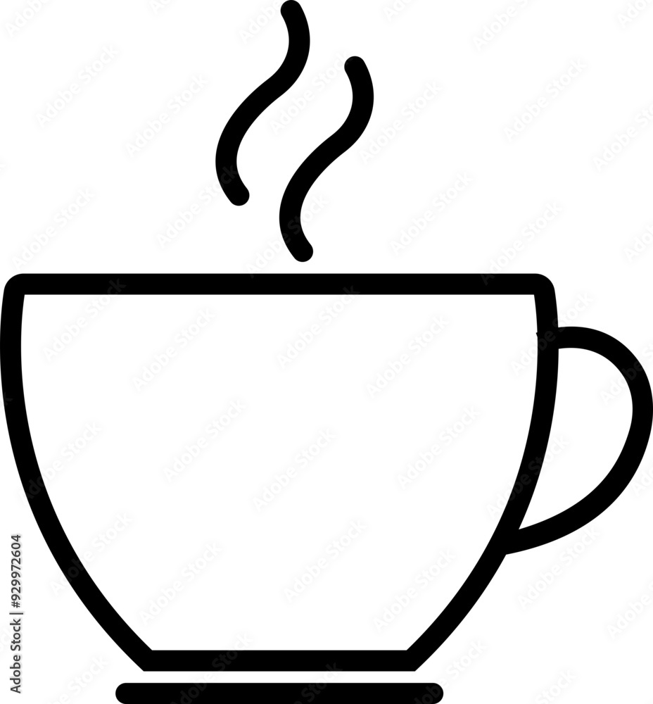Coffee cup icon. Tea cup vector black flat and line sign isolated on transparent background. Mocha symbol or logo Takeaway concept. Hot drink coffee symbol. Editable stroke for web app