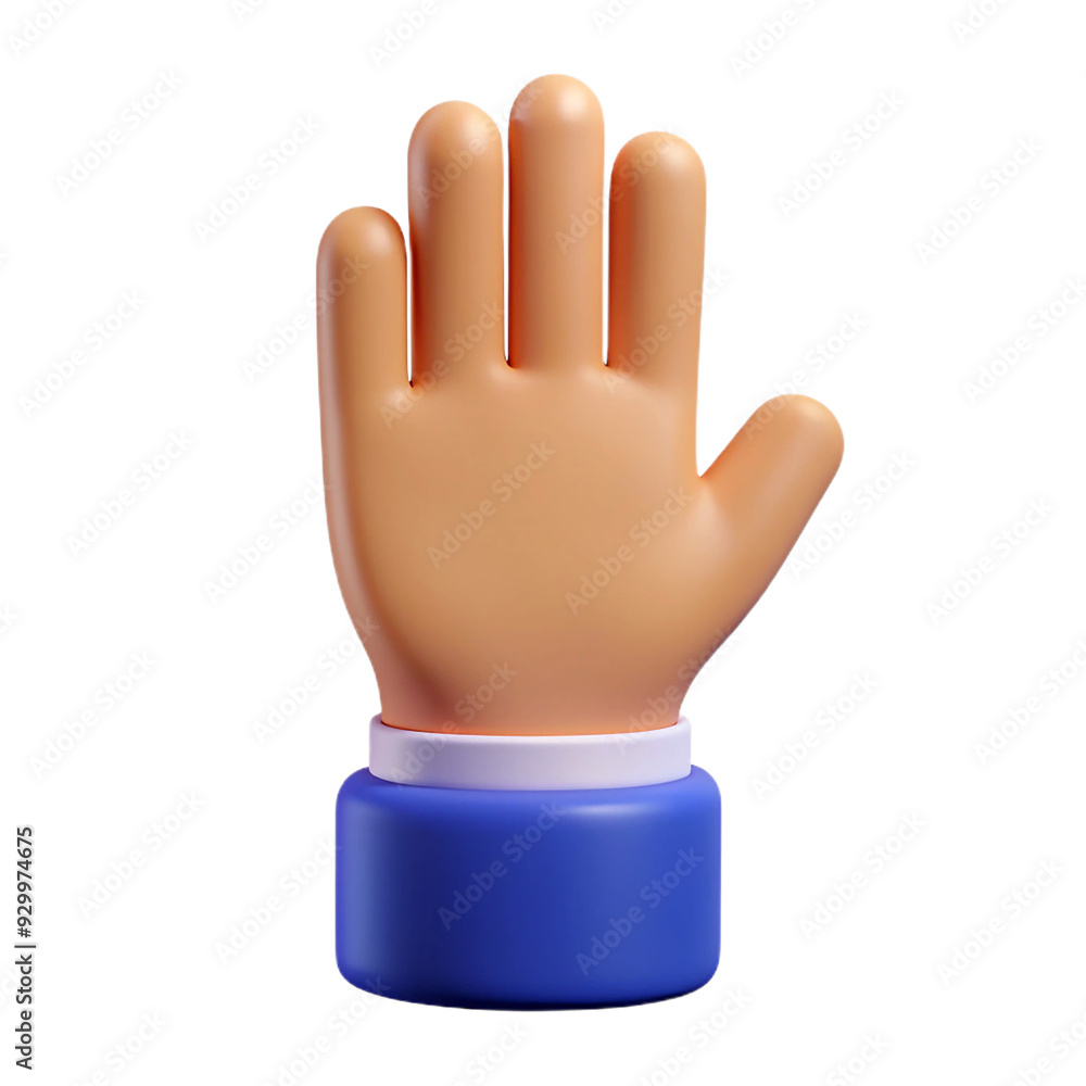 3d hand raising icon isolated on white background. Generative AI 3d hand raising icon isolated on white background. Generative AI
