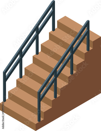 Illustration of a staircase with a railing, perfect for architectural or design projects