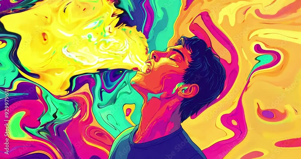 Psychedelic trippy video. Guy in another reality. Psychedelic trippy video. Guy in another reality.